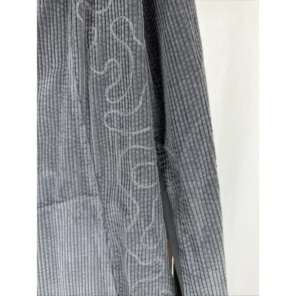NWT XCVI Gray Corduroy Seam Detail Long Sleeve Button Long Duster #1197 Size XL